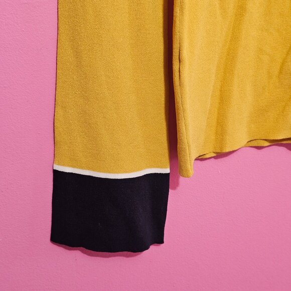 Ann Taylor Mustard Knit Turtleneck Sweater XXS Long Sleeve Trim Cuff Chic Career - Picture 4 of 13